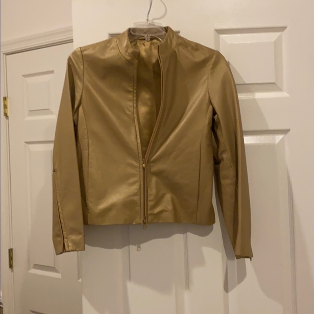 Metallic Gold  Leather  Jacket